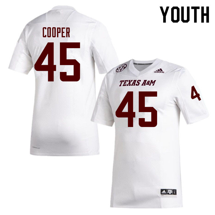 Youth #45 Edgerrin Cooper Texas A&M Aggies College Football Jerseys Sale-White - Click Image to Close
